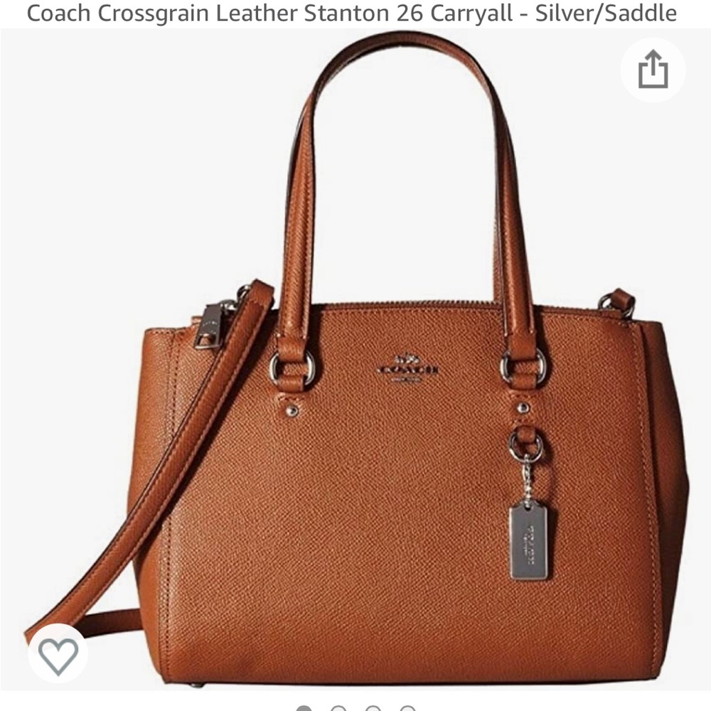 Coach crossgrain leather Stanton 26 carryall silver saddle brand new in duster.